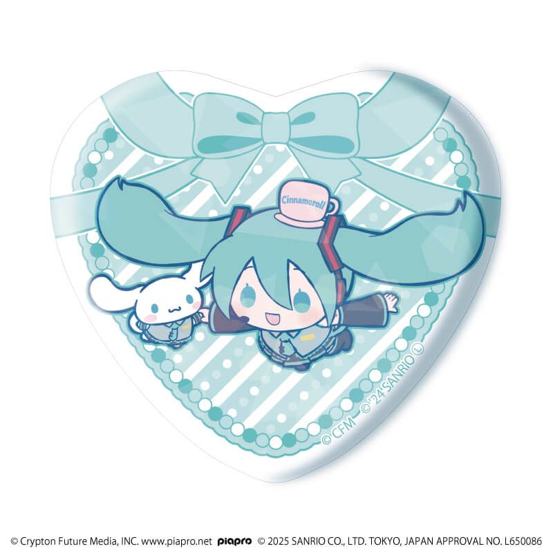 ホログラムハート型缶バッジ「初音ミク×シナモロール」01/コンプリートBOX(全12種)(コラボイラスト)