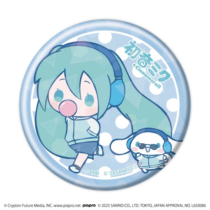 ホログラム缶バッジ(57mm)「初音ミク×シナモロール」01/コンプリートBOX(全9種)(コラボイラスト)