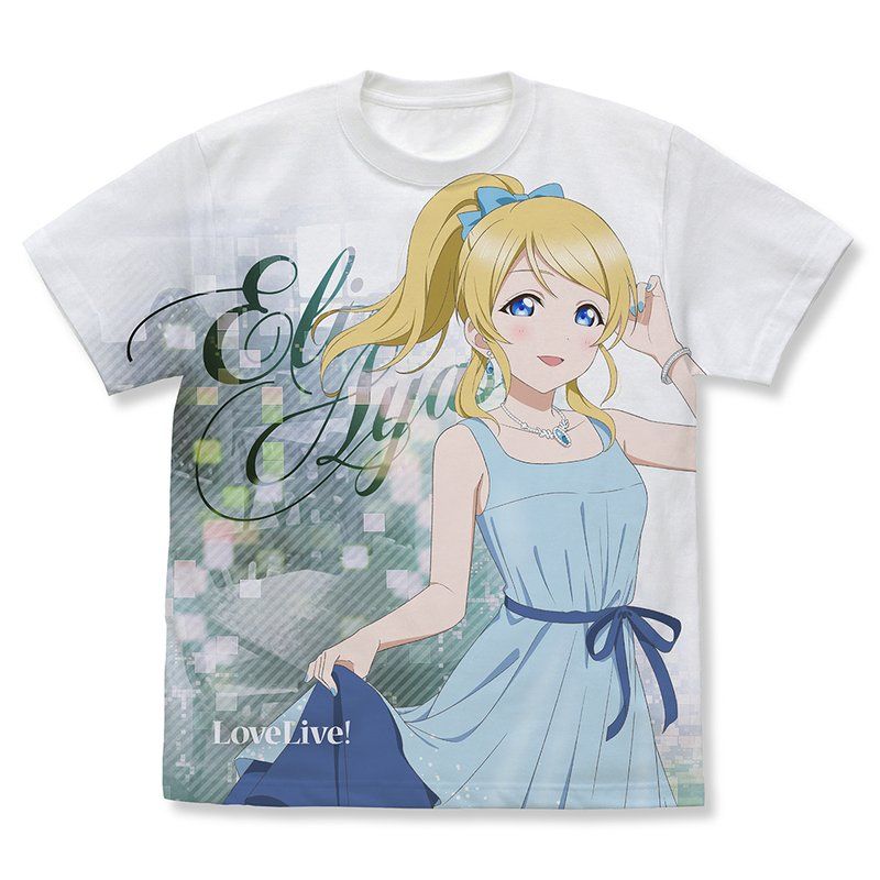 ラブライブ! 描き下ろし 絢瀬絵里 フルグラフィックTシャツ パーティードレス2025Ver. ホワイト L