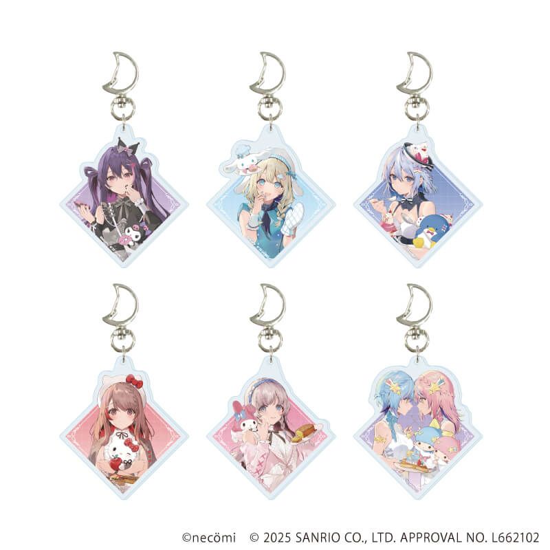 月型ナスカン付きアクリルキーホルダー「necomi×サンリオキャラクターズ」01/コンプリートセット(全6種)(コラボイラスト)