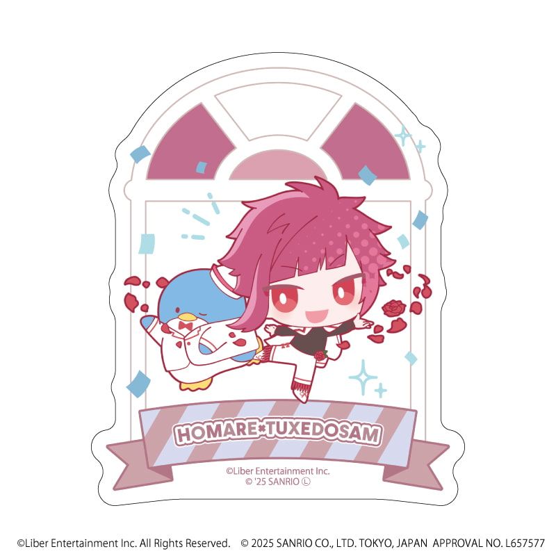 ダイカットスマホステッカー「A3!×Sanrio characters」50/有栖川 誉×タキシードサム(ミニキャライラスト)