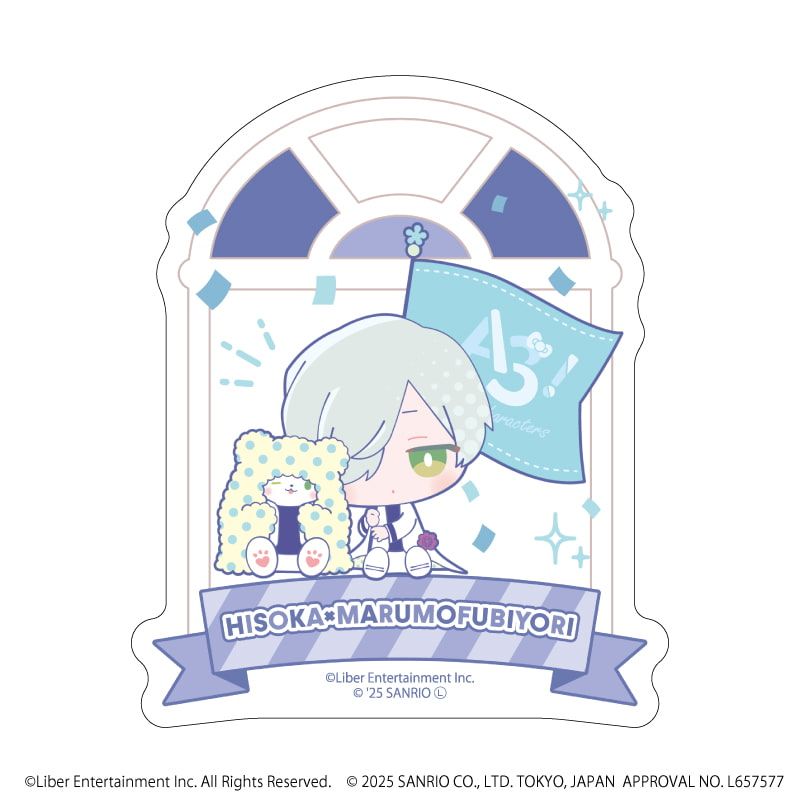 ダイカットスマホステッカー「A3!×Sanrio characters」49/御影 密×まるもふびより(ミニキャライラスト)