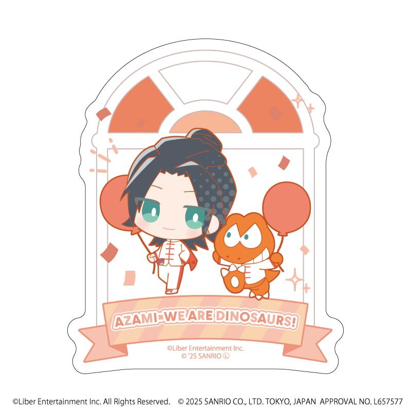 ダイカットスマホステッカー「A3!×Sanrio characters」46/泉田 莇×ウィアーダイナソアーズ！(ミニキャライラスト)