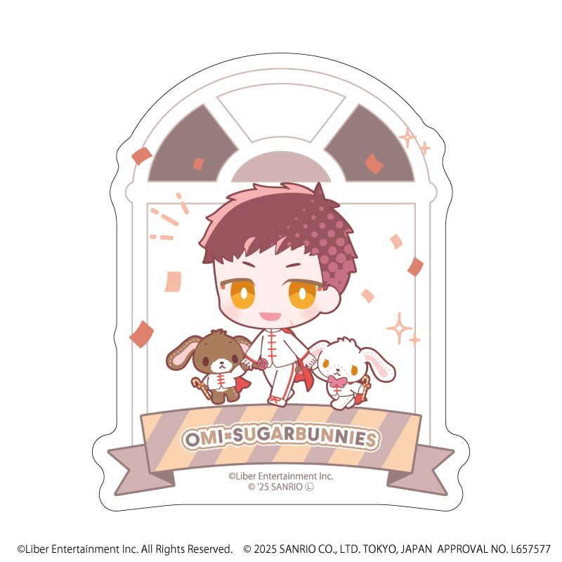 ダイカットスマホステッカー「A3!×Sanrio characters」44/伏見 臣×シュガーバニーズ(ミニキャライラスト)