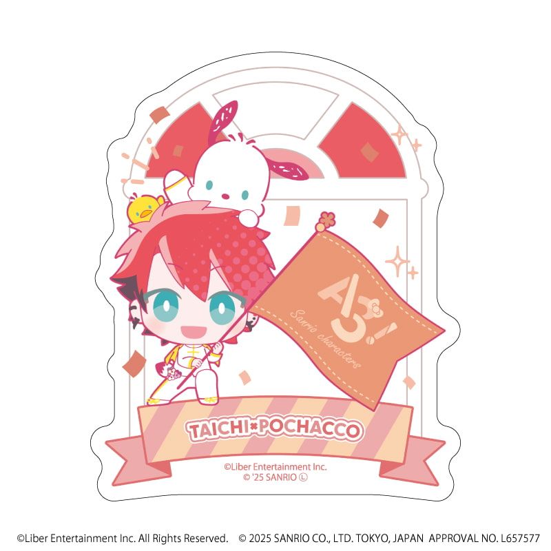 ダイカットスマホステッカー「A3!×Sanrio characters」43/七尾 太一×ポチャッコ(ミニキャライラスト)