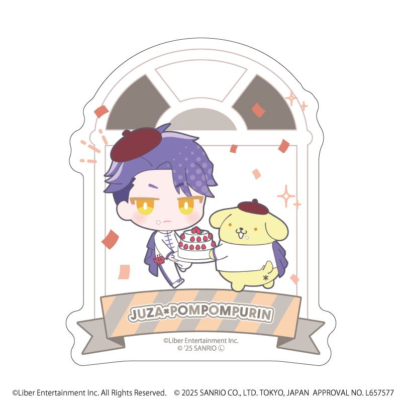 ダイカットスマホステッカー「A3!×Sanrio characters」42/兵頭 十座×ポムポムプリン(ミニキャライラスト)