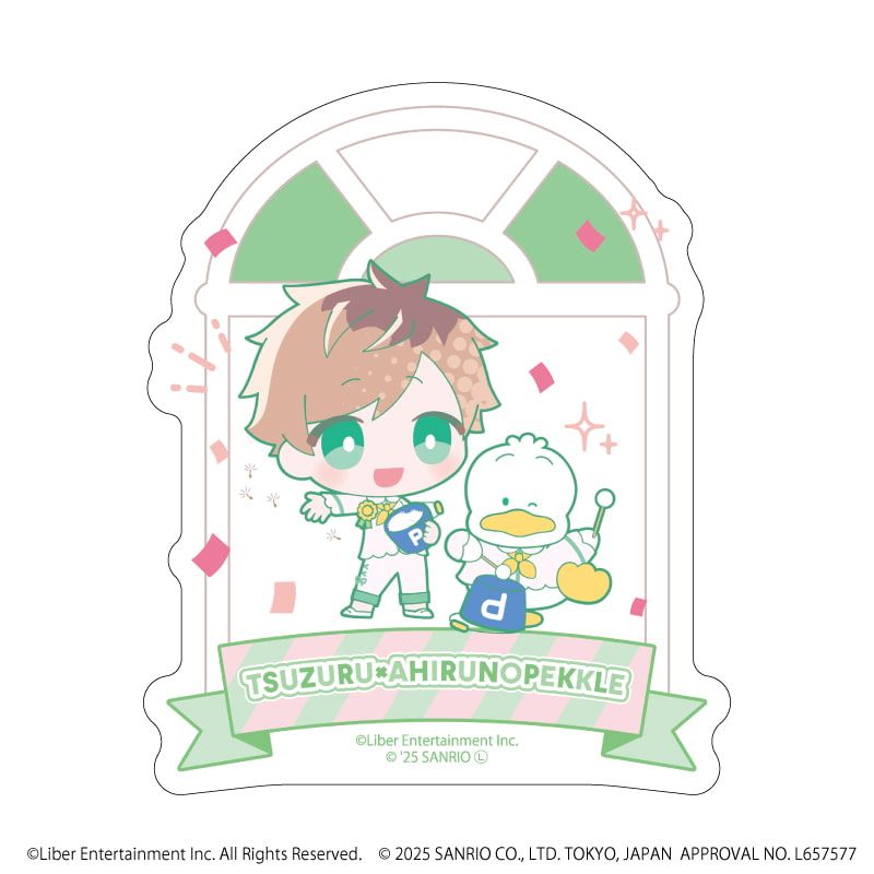 ダイカットスマホステッカー「A3!×Sanrio characters」31/皆木 綴×あひるのペックル(ミニキャライラスト)