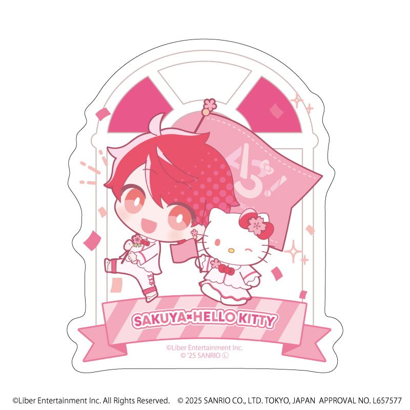 ダイカットスマホステッカー「A3!×Sanrio characters」29/佐久間 咲也×ハローキティ(ミニキャライラスト)