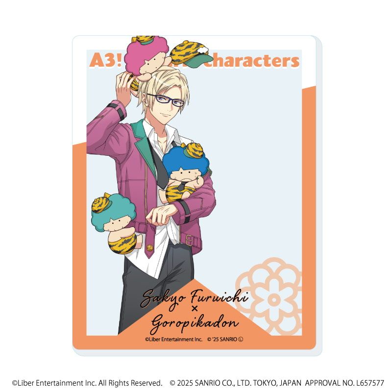 アクリルカード「A3!×Sanrio characters」17/古市 左京×ゴロピカドン(等身イラスト)