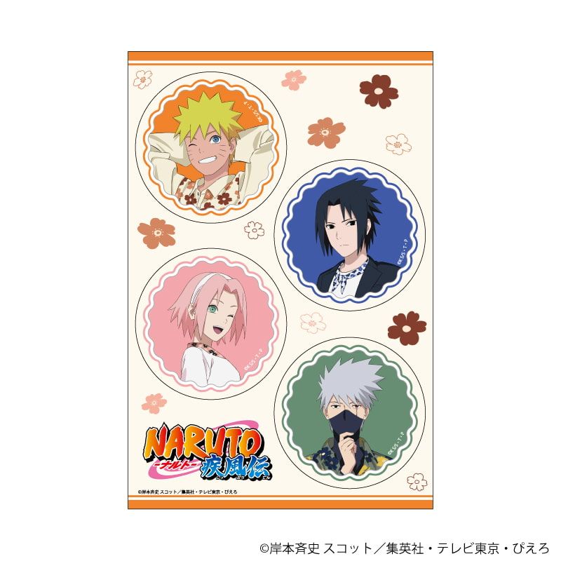 PETANTシール「NARUTO-ナルト- 疾風伝」03/ナルト＆サスケ＆サクラ＆カカシ ニューレトロver.(描き下ろしイラスト)