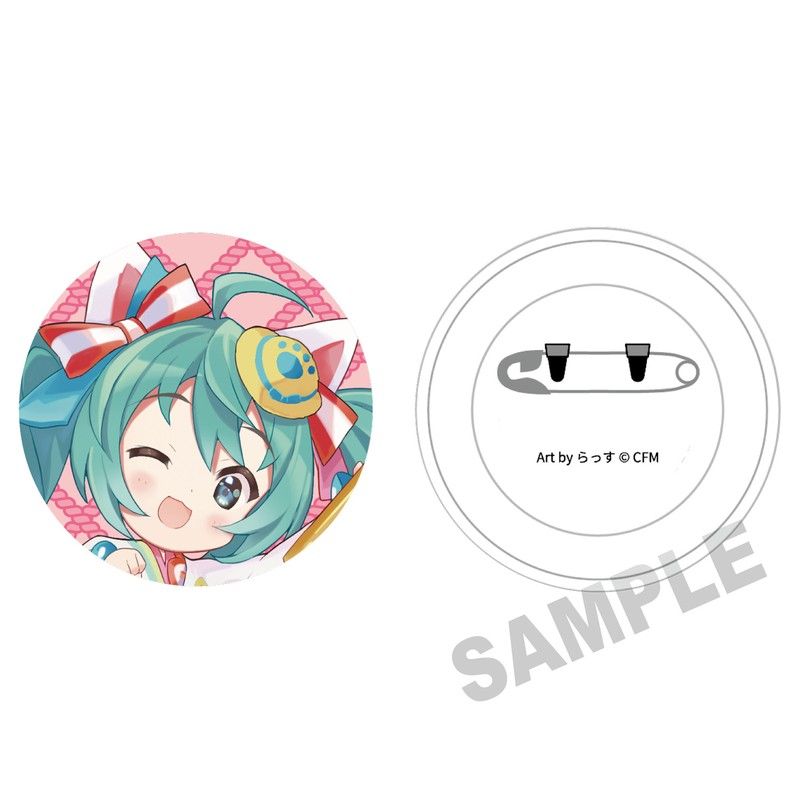 初音ミク×招き猫 ふわもふタッチ缶バッジ 初音ミク白猫A Art by らっす
