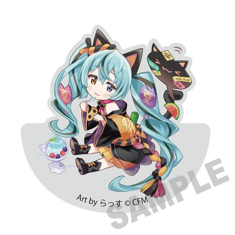 初音ミク×招き猫 ゆらゆらアクリルブロック 初音ミク黒猫 Art by らっす