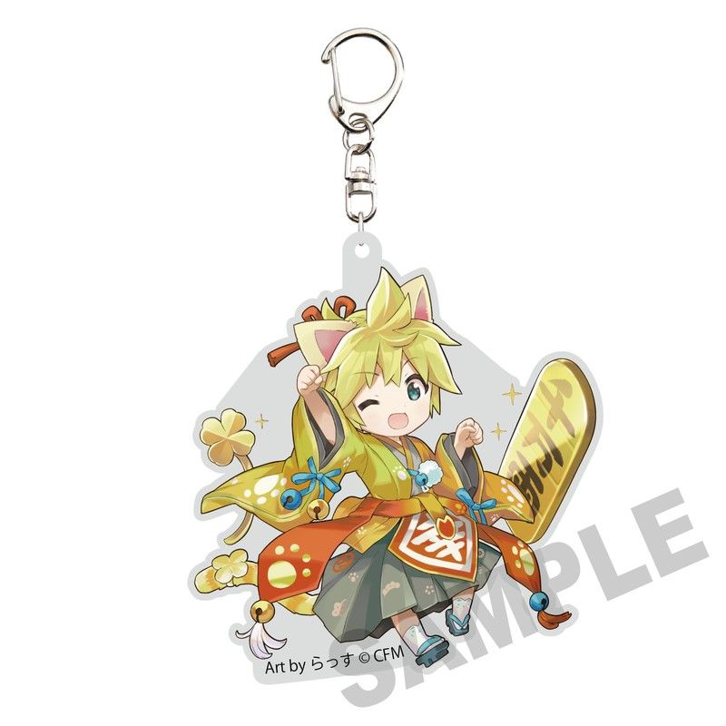 初音ミク×招き猫 ダイカットアクリルキーホルダー 鏡音レン Art by らっす