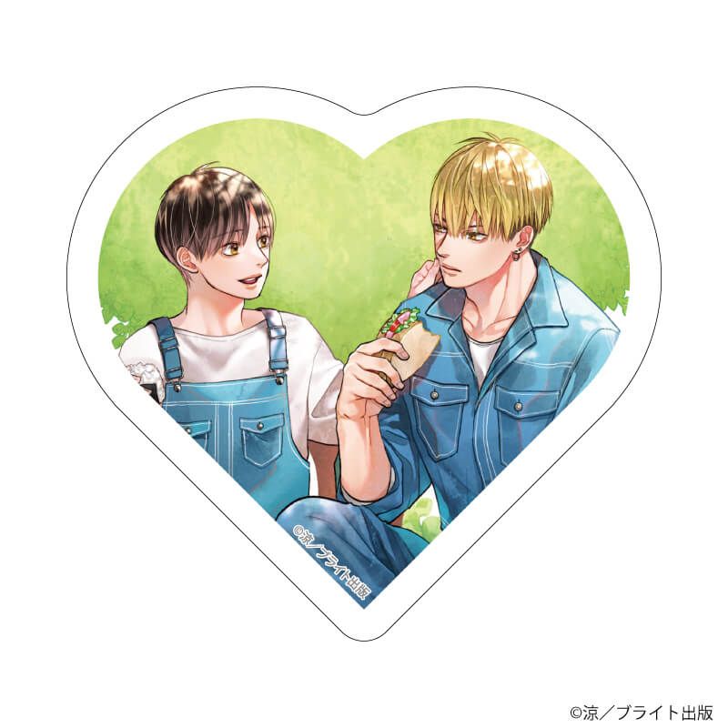 ダイカットステッカー「鮫は桜に恋をする」01/鮫島理人&桜木淳(描き下ろしイラスト)