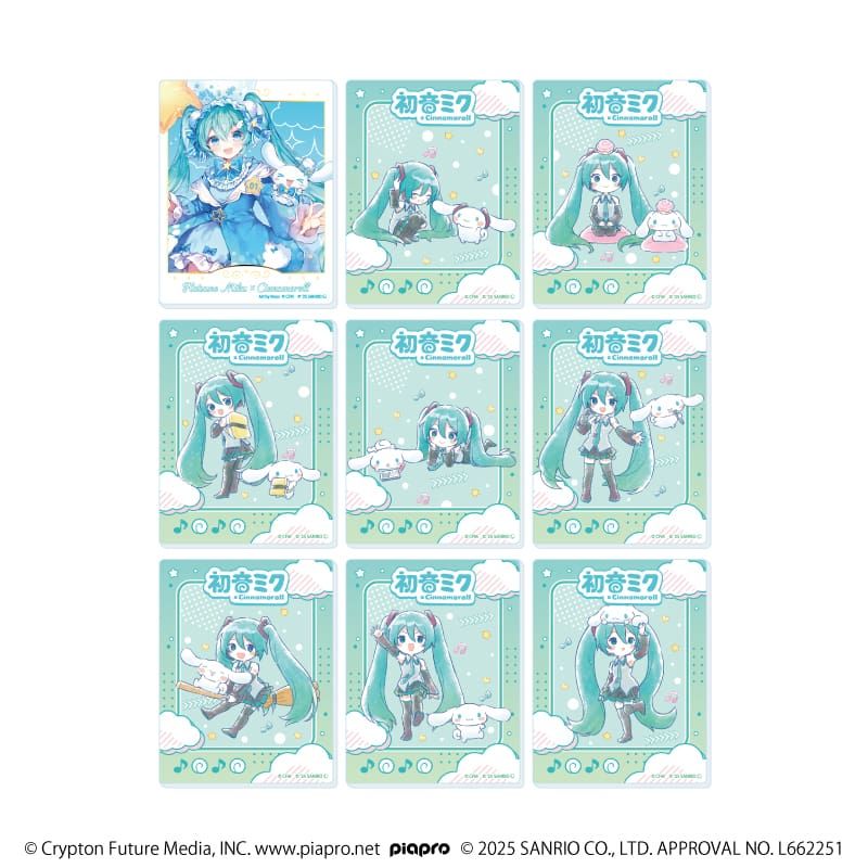 アクリルカード「初音ミク×シナモロール」03/ブラインド(9種)(コラボイラスト)