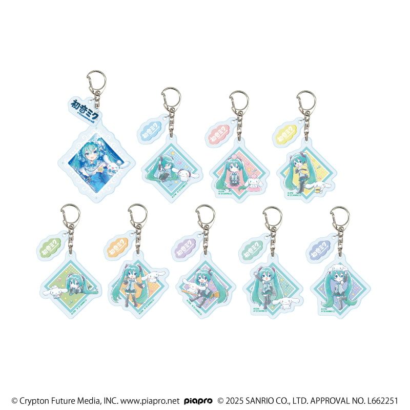 パーツ付きアクリルキーホルダー「初音ミク×シナモロール」03/ブラインド(9種)(コラボイラスト)