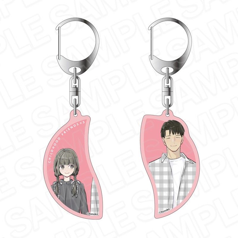 3組の幼なじみ ペアキーホルダー 春川まゆ&佐藤周平 モノトーンVer.