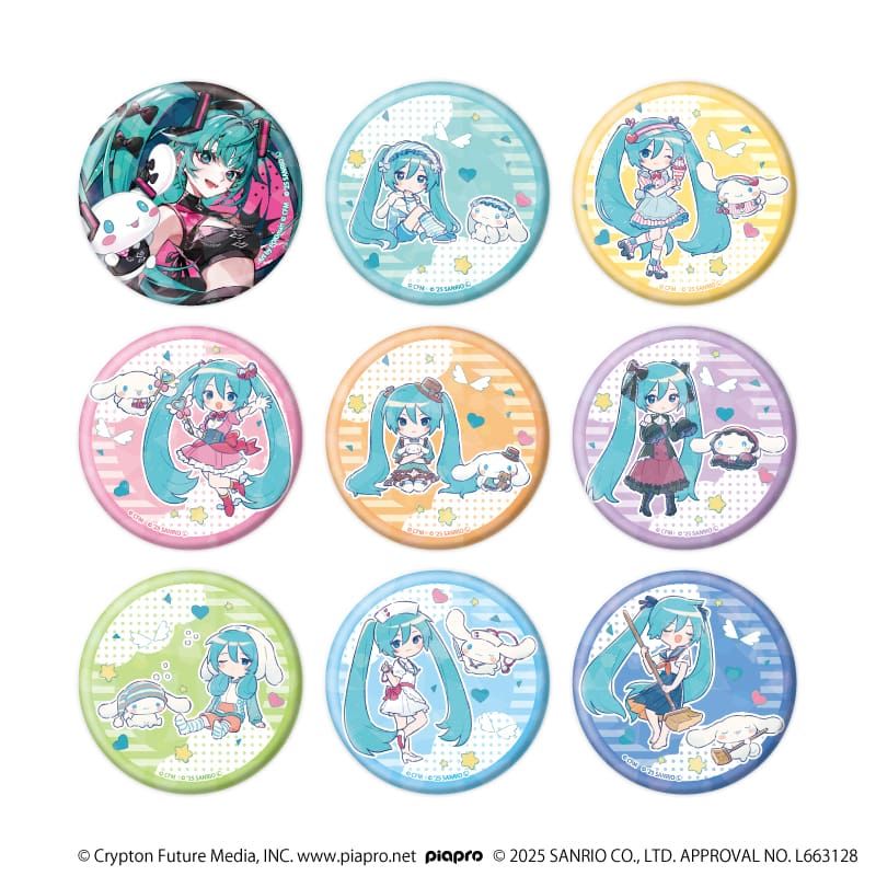 ホログラム缶バッジ(57mm)「初音ミク×シナモロール」03/コンプリートセット(全9種)(コラボイラスト)
