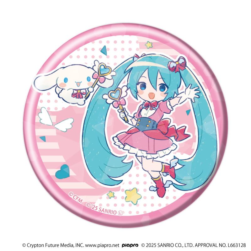 ホログラム缶バッジ(57mm)「初音ミク×シナモロール」03/ブラインド(9種)(コラボイラスト)