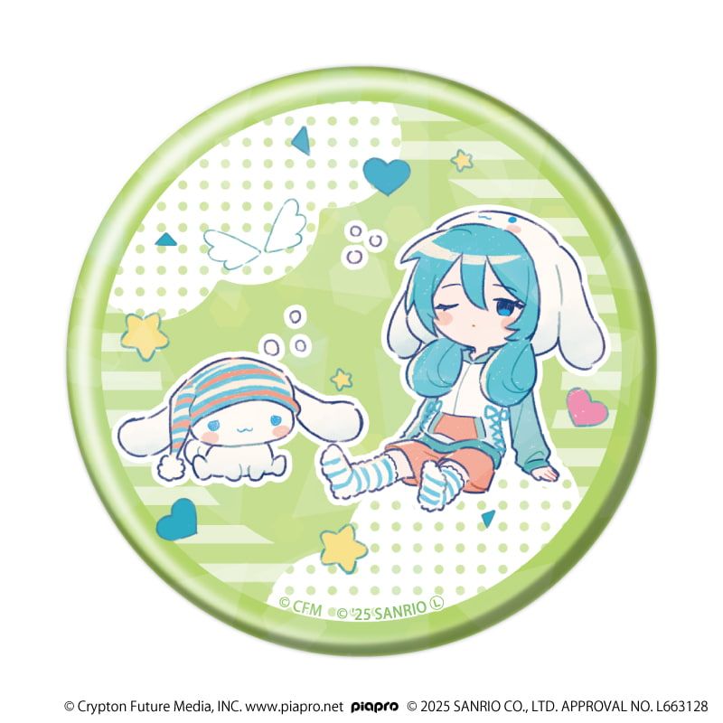 ホログラム缶バッジ(57mm)「初音ミク×シナモロール」03/ブラインド(9種)(コラボイラスト)