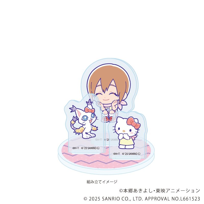 アクリルスタンドプレート「デジモンアドベンチャー×サンリオキャラクターズ」08/八神ヒカリ＆テイルモン×ハローキティ(コラボイラスト)