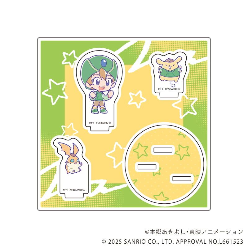 アクリルスタンドプレート「デジモンアドベンチャー×サンリオキャラクターズ」07/高石タケル＆パタモン×ポムポムプリン(コラボイラスト)