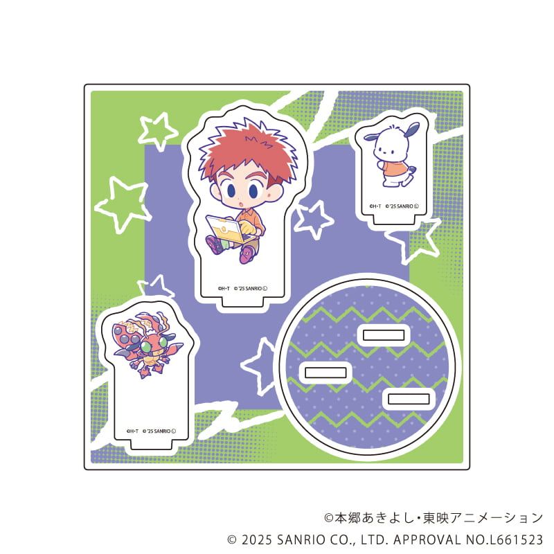 アクリルスタンドプレート「デジモンアドベンチャー×サンリオキャラクターズ」04/泉光子郎＆テントモン×ポチャッコ(コラボイラスト)