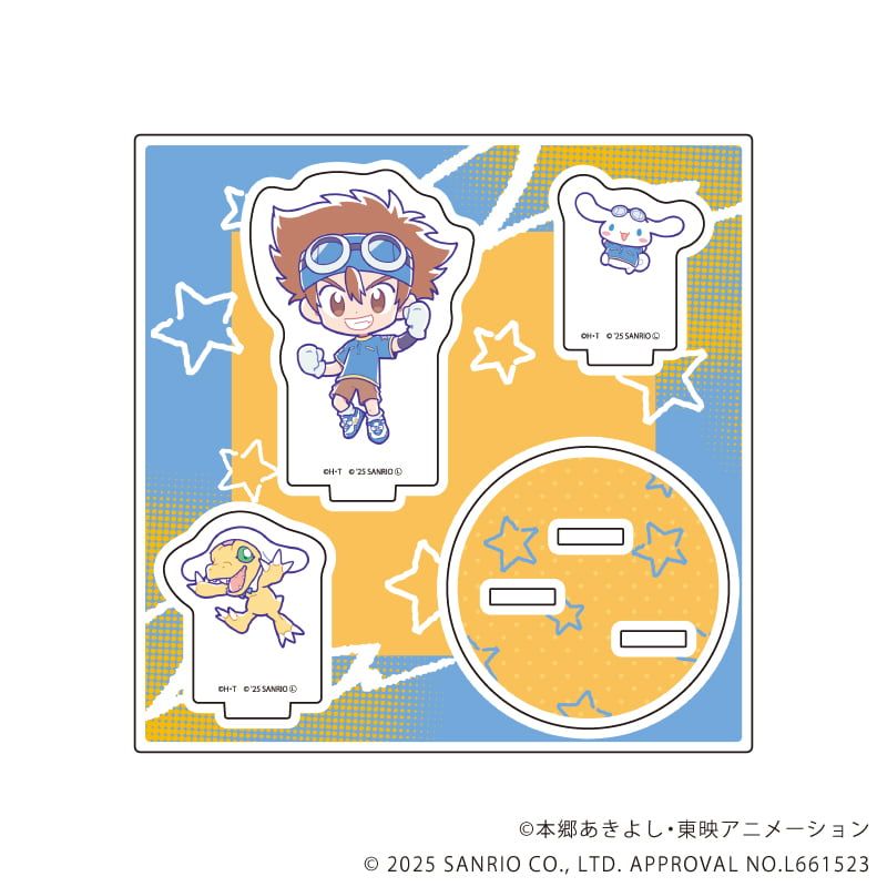 アクリルスタンドプレート「デジモンアドベンチャー×サンリオキャラクターズ」01/八神太一＆アグモン×シナモロール(コラボイラスト)