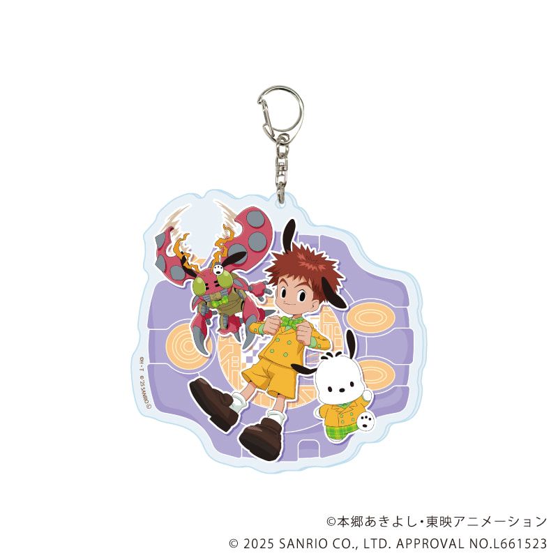 デカアクリルキーホルダー「デジモンアドベンチャー×サンリオキャラクターズ」04/泉光子郎＆テントモン×ポチャッコ(コラボイラスト)