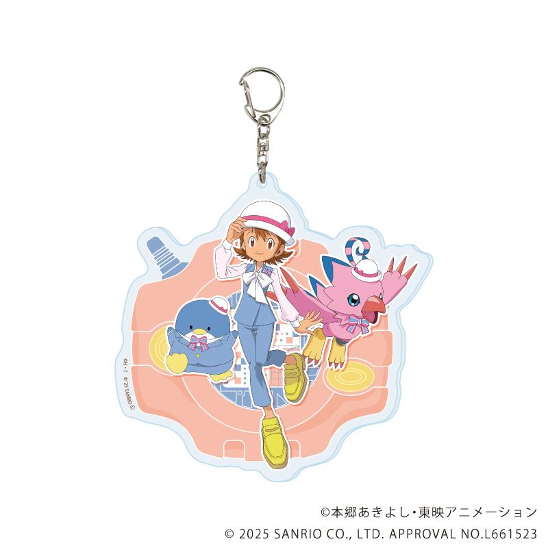 デカアクリルキーホルダー「デジモンアドベンチャー×サンリオキャラクターズ」03/武之内空＆ピヨモン×タキシードサム(コラボイラスト)