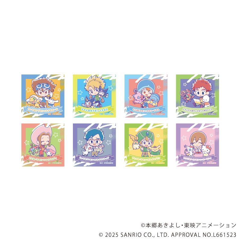 ホログラムステッカー「デジモンアドベンチャー×サンリオキャラクターズ」01/ブラインド(8種)(コラボイラスト)