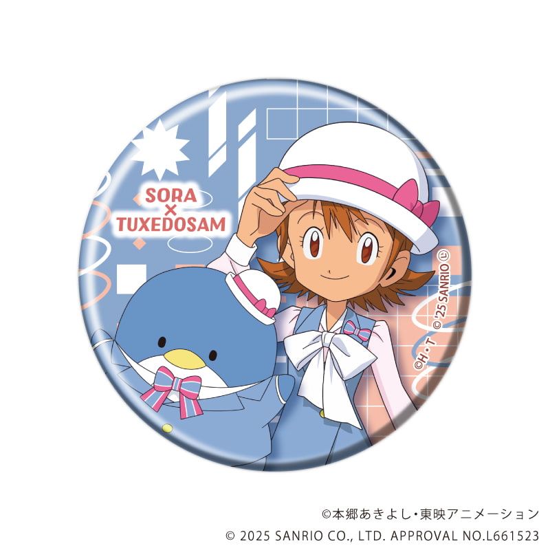 缶バッジ「デジモンアドベンチャー×サンリオキャラクターズ」01/BOX1 ブラインド(8種)(コラボイラスト)