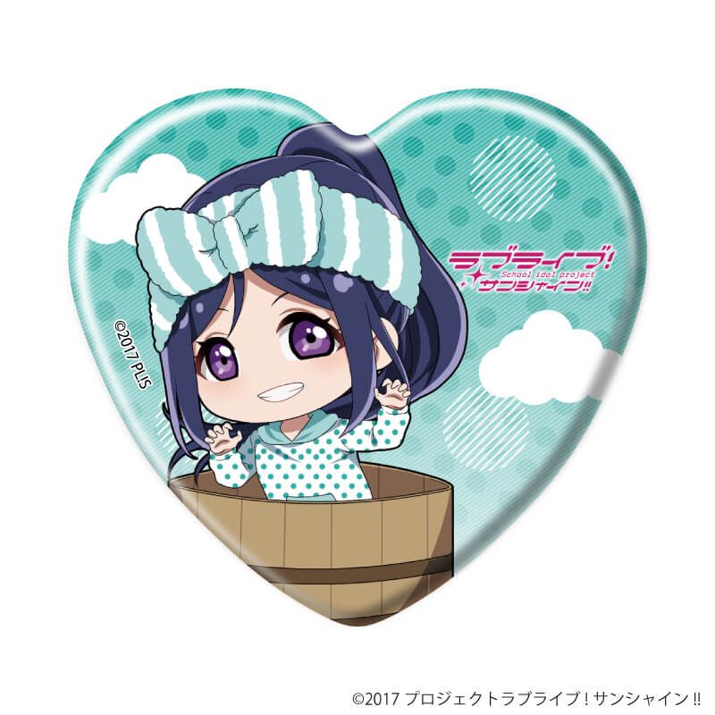 ハート型缶バッジ「ラブライブ！サンシャイン!!」03/銭湯ver. トレーディング(9種)(ミニキャライラスト)