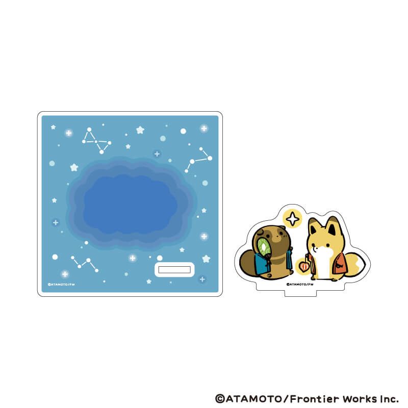 アクリルコースタースタンド「タヌキとキツネ」01(描き下ろしイラスト)