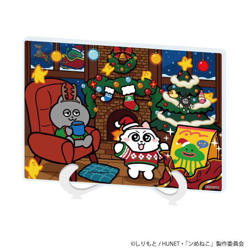 アクリルアートボード(A5サイズ)「ンめねこ」01/暖炉ver(描き下ろしイラスト)