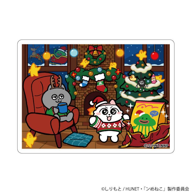 ダイカットスマホステッカー「ンめねこ」01/暖炉ver(描き下ろしイラスト)