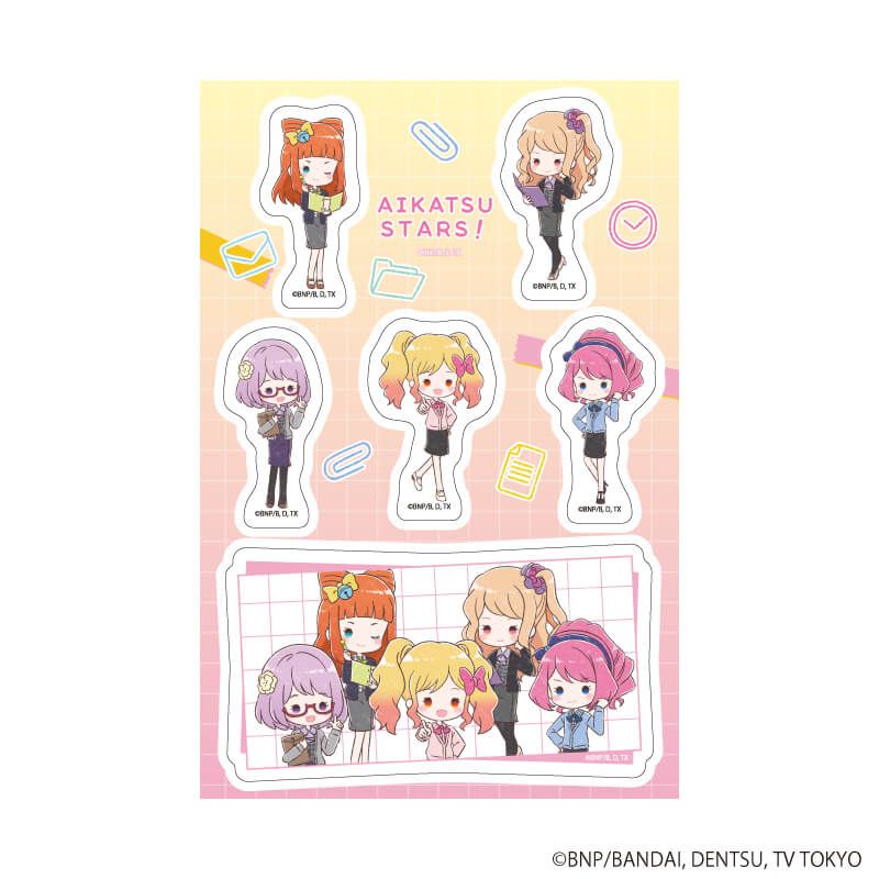 PETANTシール「アイカツスターズ！」09/ゆめ＆ローラ＆小春＆あこ＆真昼 オフィスガールver.(グラフアートイラスト)
