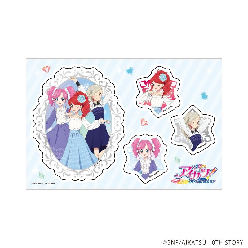 PETANTシール「アイカツ！」14/珠璃＆凛＆まどか 雪柄コーデver.(描き下ろしイラスト)