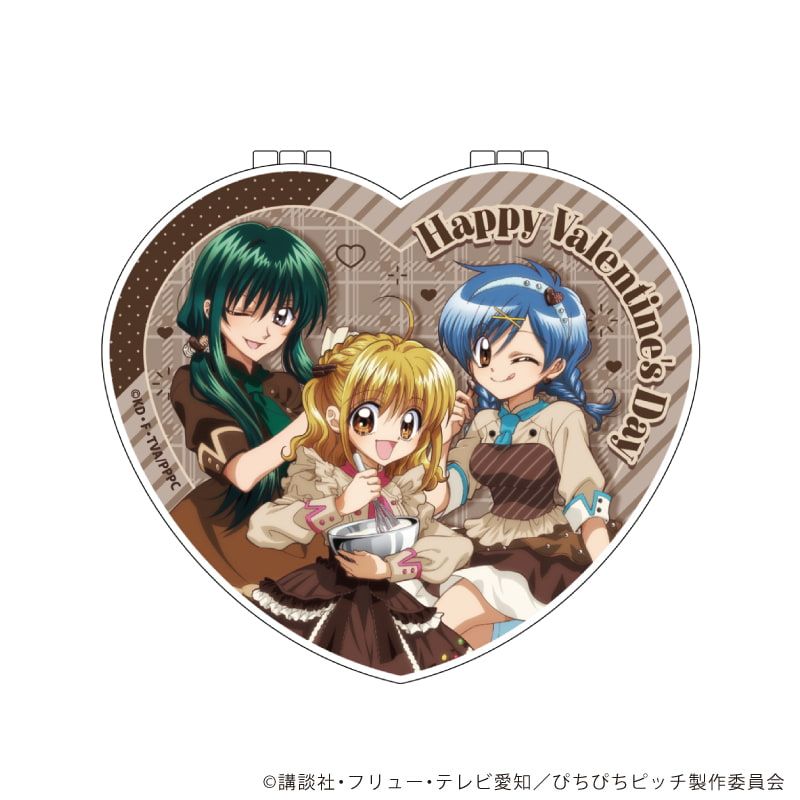 ハート型ミラー「マーメイドメロディーぴちぴちピッチ」01/るちあ&波音&リナ バレンタインver.(描き下ろしイラスト)