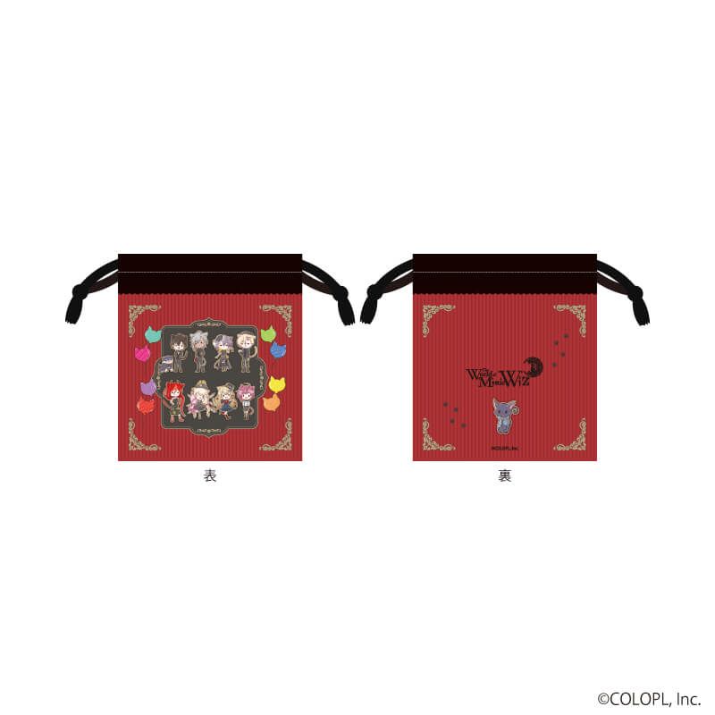 巾着「クイズRPG 魔法使いと黒猫のウィズ」01/集合デザイン(グラフアートイラスト)