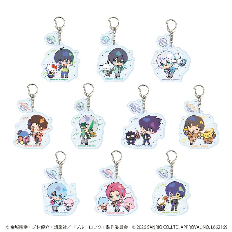 パーツ付きアクリルキーホルダー「TVアニメ『ブルーロック』×サンリオキャラクターズ」09/コンプリートセット(全10種)(コラボイラスト)