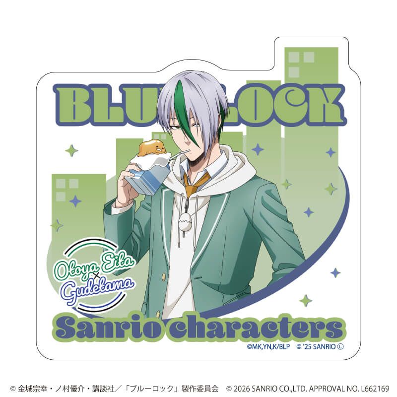 ダイカットスマホステッカー「TVアニメ『ブルーロック』×サンリオキャラクターズ」18/乙夜 影汰×ぐでたま(コラボイラスト)