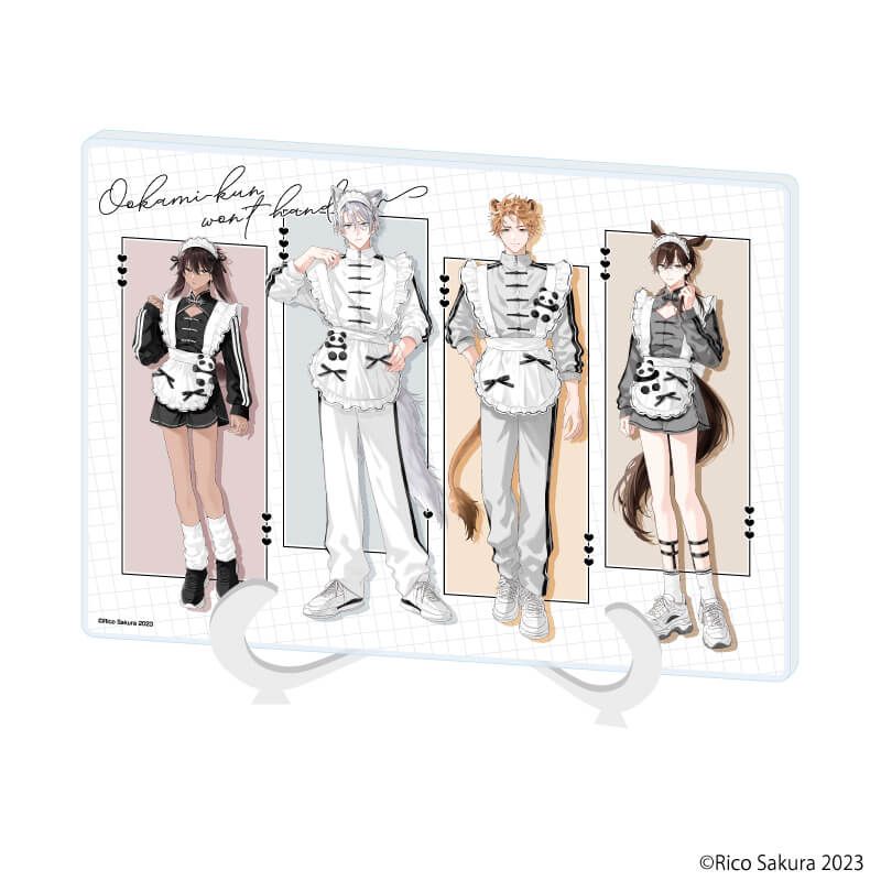 アクリルアートボード(A5サイズ)「オオカミくんはゆずらない」01/集合デザイン(描き下ろしイラスト)