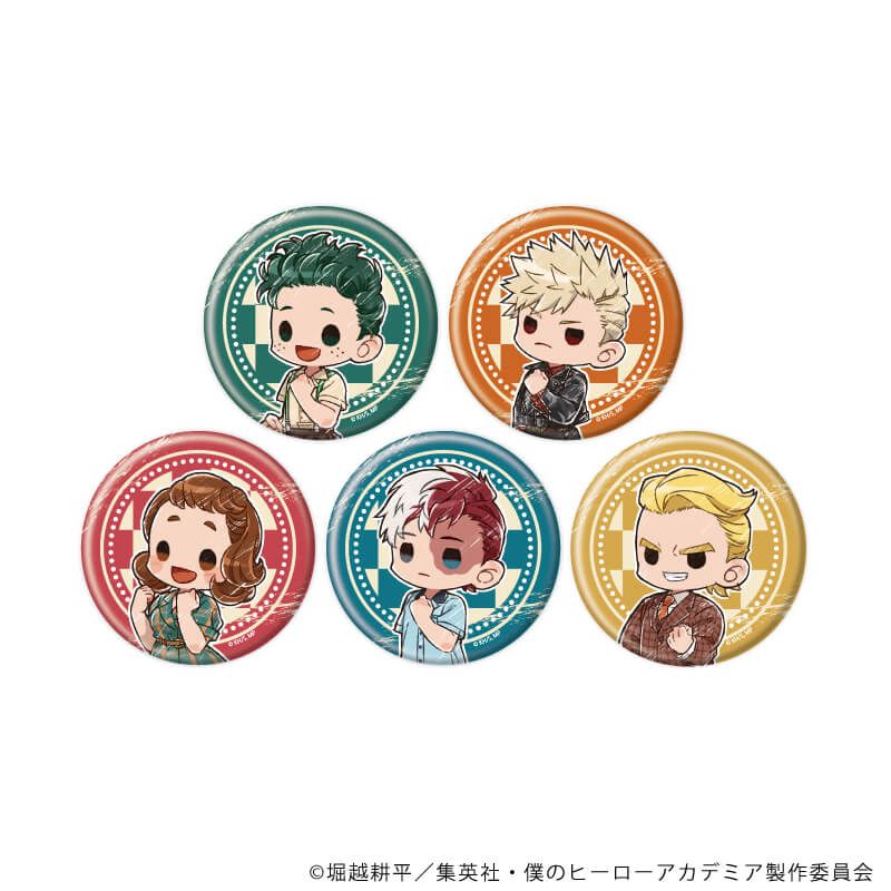 僕のヒーローアカデミア　グラフアート　トレーディング缶バッジ　アメリカンレトロVer.　全5種　コンプリートセット