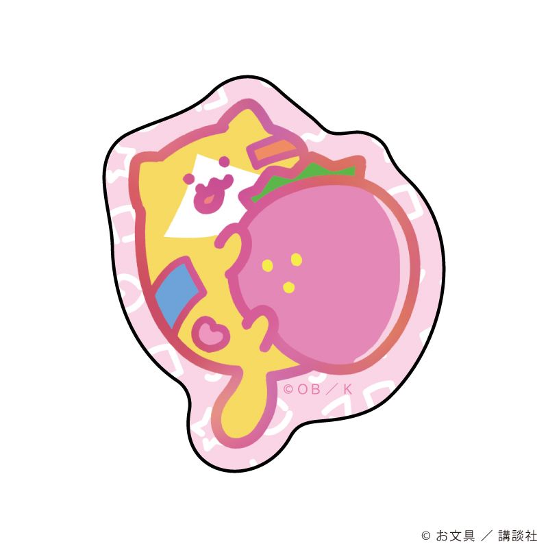 ダイカットスマホステッカー「お文具といっしょ」11/子猫さん パステルポップver.(描き下ろしイラスト)