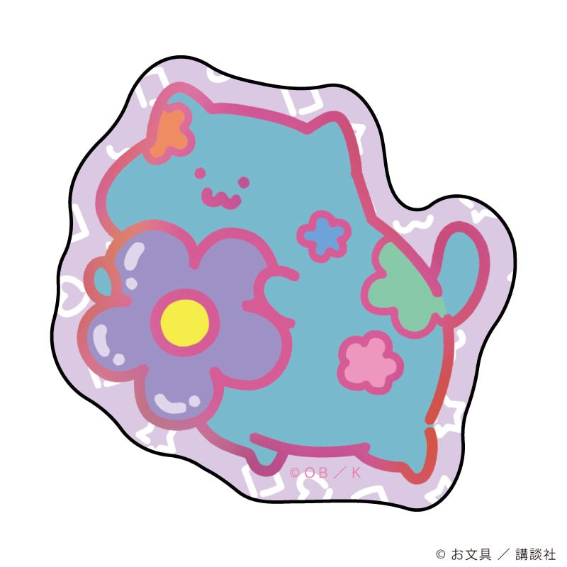 ダイカットスマホステッカー「お文具といっしょ」09/猫さん パステルポップver.(描き下ろしイラスト)