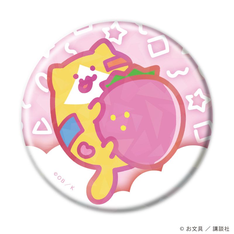 ホログラム缶バッジ(57mm)「お文具といっしょ」02/パステルポップver. コンプリートセット(全6種)(描き下ろしイラスト)