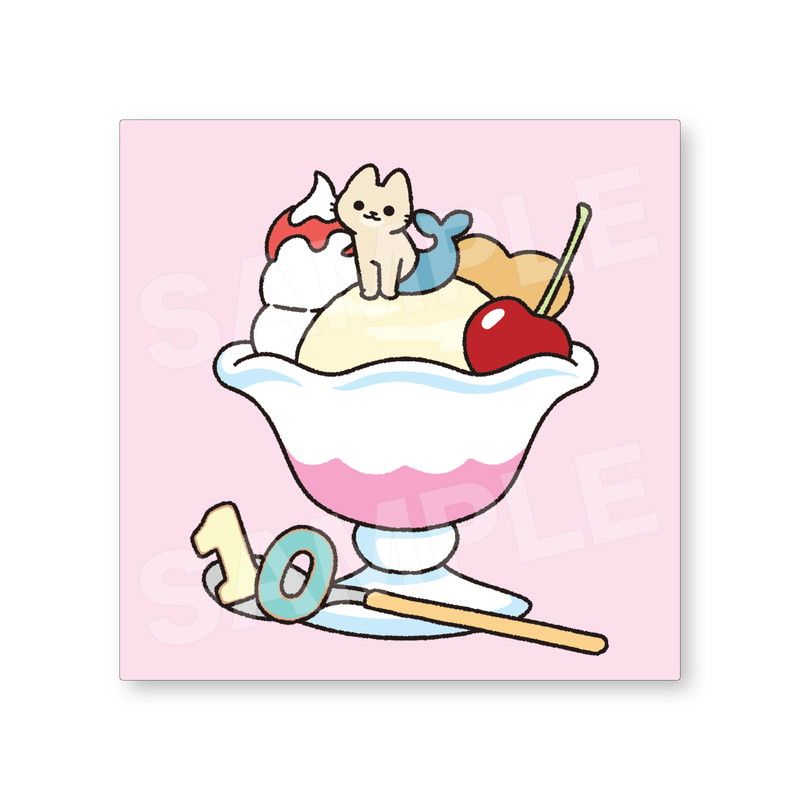 「にんぎょのぱふぇ」 ぱんだにあ先生直筆サイン・ナンバリング入り 『ねこようかい』描き下ろしキャンバスアート