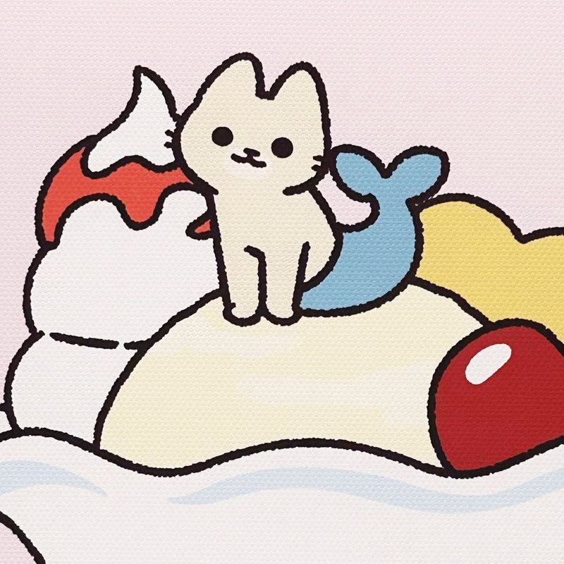 「にんぎょのぱふぇ」 ぱんだにあ先生直筆サイン・ナンバリング入り 『ねこようかい』描き下ろしキャンバスアート