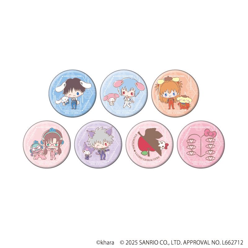 缶バッジ「エヴァンゲリオン×サンリオキャラクターズ」01/トレーディング(7種)(コラボイラスト)